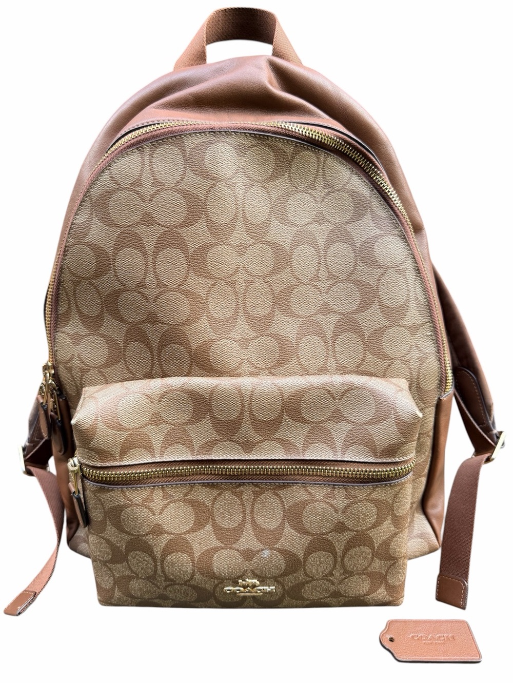 COACH Coated Canvas Signature Charlie Monogram CC Backpack F58314 Brown Unisex